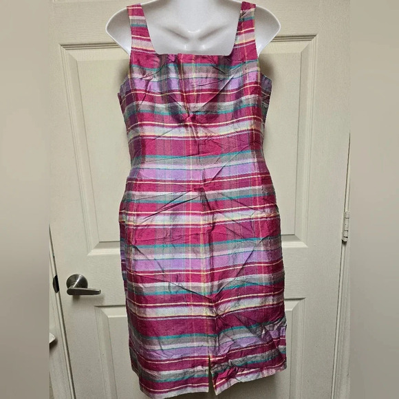 Lauren Ralph Lauren Black Label 100% Silk Plaid SS Dress in Sz 8 - Picture 9 of 12